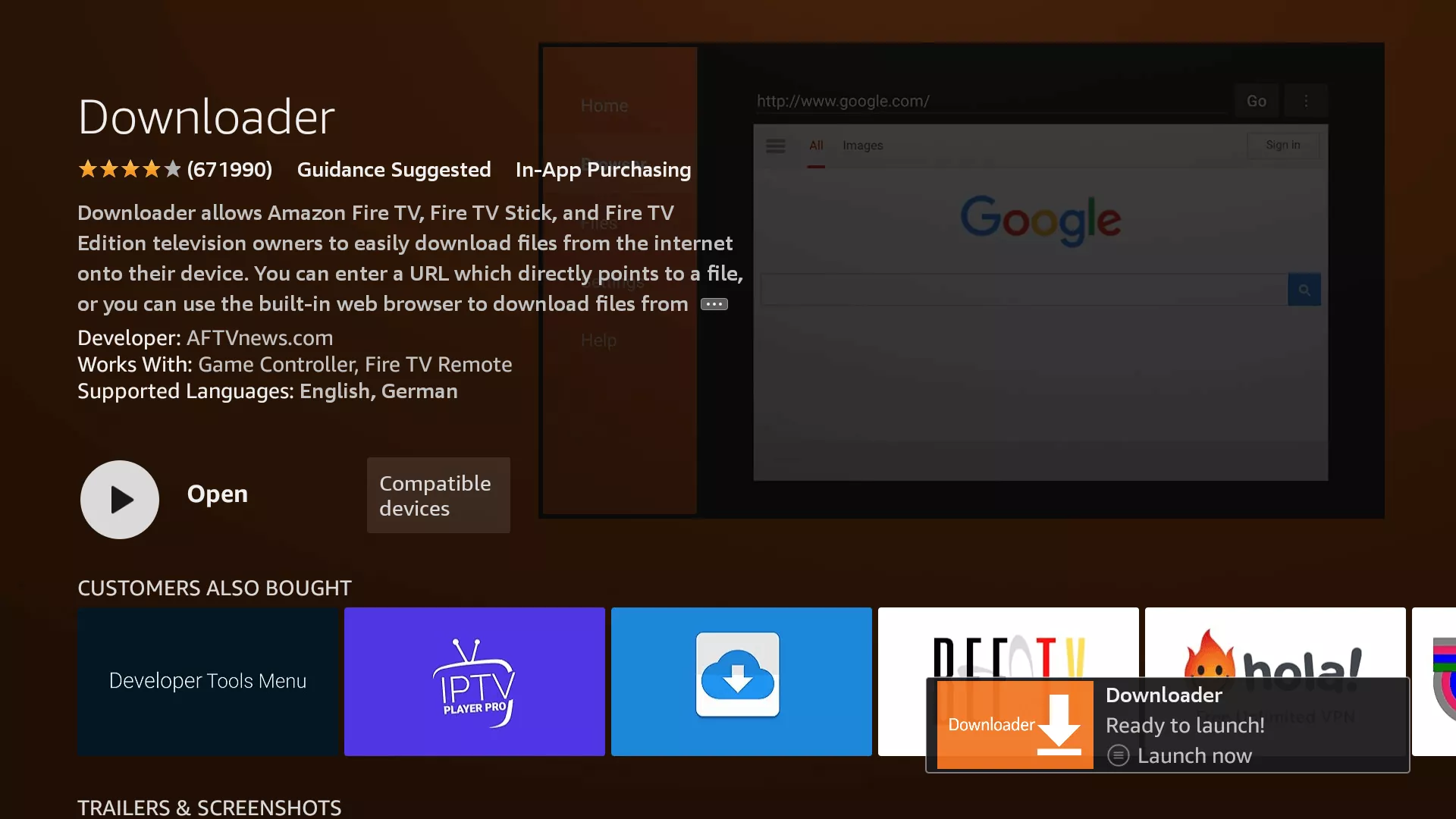Open button Stream Haven HD Setup